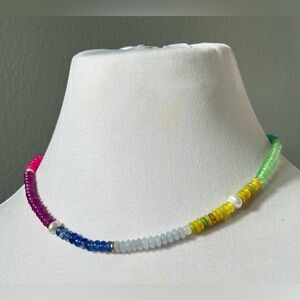 Serefina Rainbow Pearl Resin Beaded Candy Style Necklace Y2K Beachy Coconut Girl